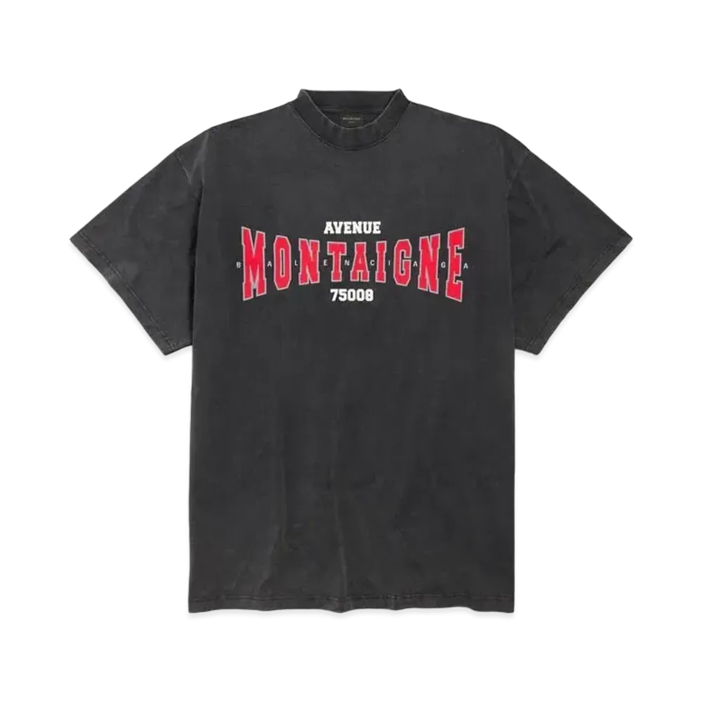 BALENCIAGA Montaigne T-Shirt Oversized in Faded Vintage Jersey "Black"