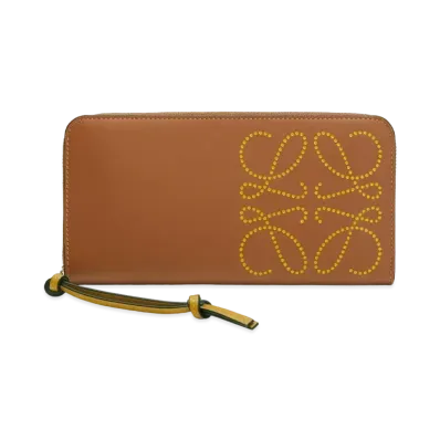 LOEWE Zip Around Wallet In Classic Calfskin "Tan / Ochre"