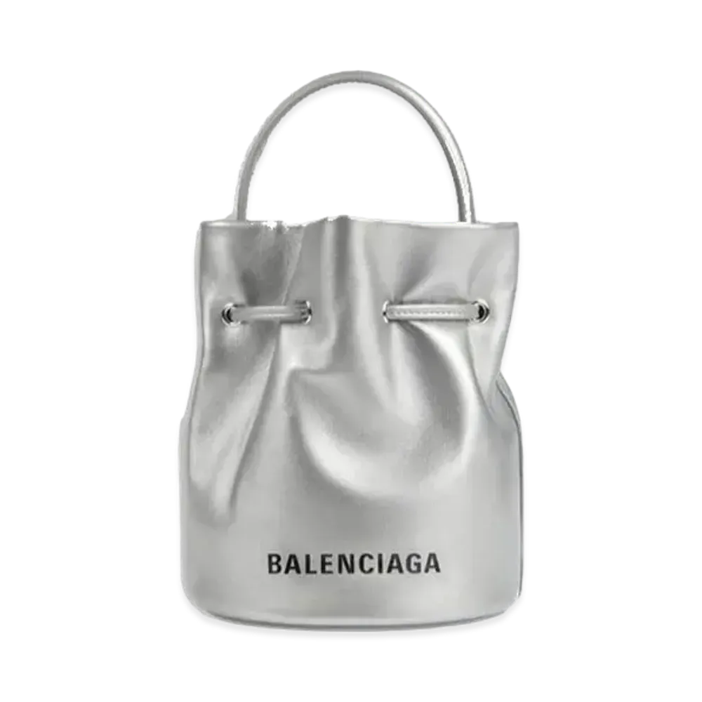 BALENCIAGA Women's Everyday XS Drawstring Bucket Bag "Silver"