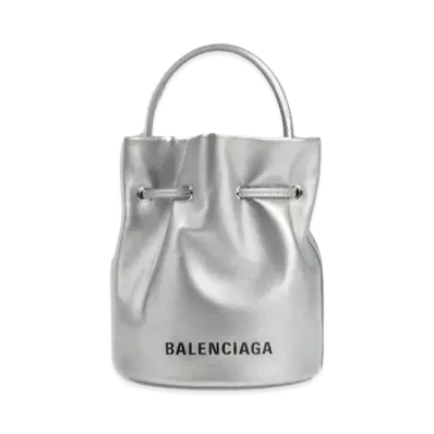 BALENCIAGA Women's Everyday XS Drawstring Bucket Bag "Silver"