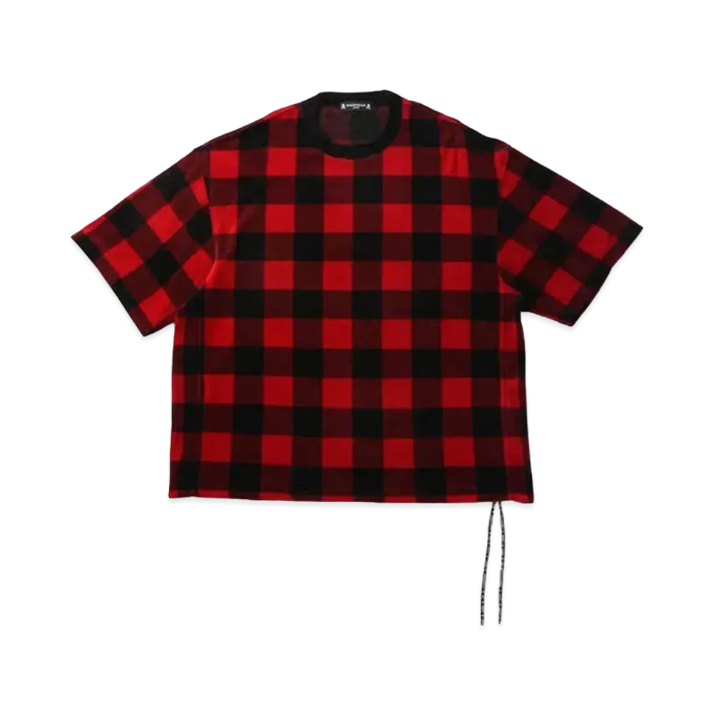 mastermind JAPAN Boxy Velour Plaid Tee "Black Red"