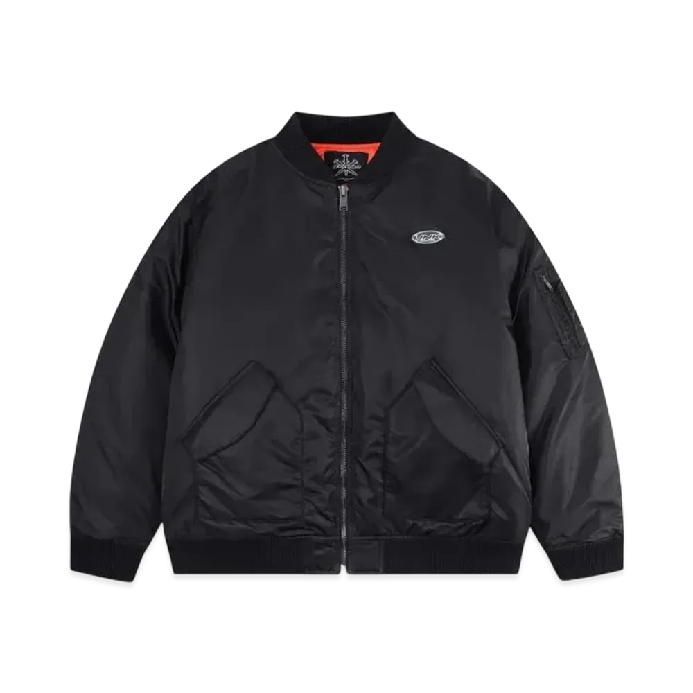 Unknown London Oversized Zip Panel Bomber Jacket "Black"