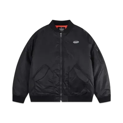 Unknown London Oversized Zip Panel Bomber Jacket "Black"