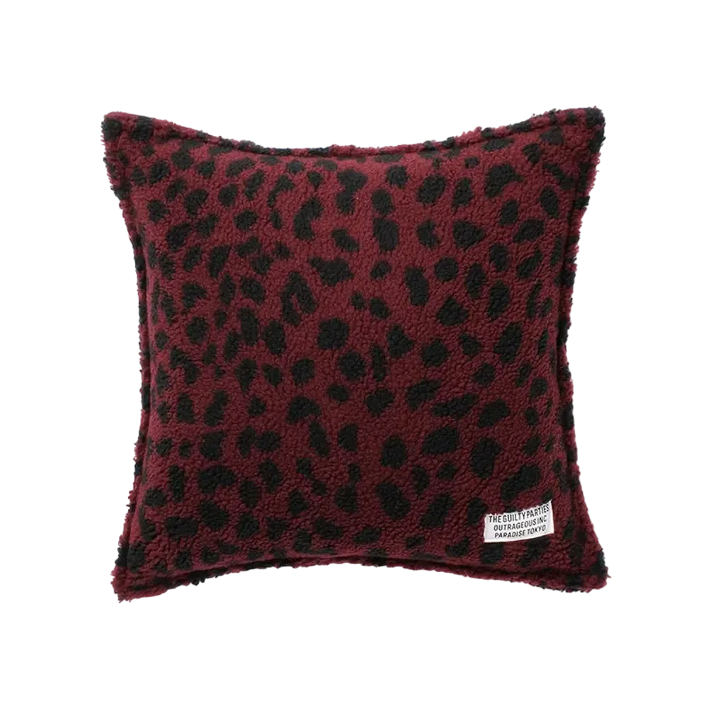 WACKO MARIA Leopard Boa Cushion "Burgundy"
