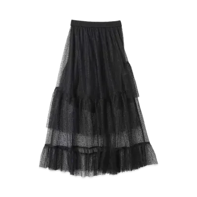 atmos pink Lace Flare Tiered Skirt "Black"