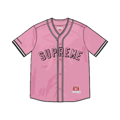 Supreme x Mitchell & Ness Satin Baseball Jersey "Pink"