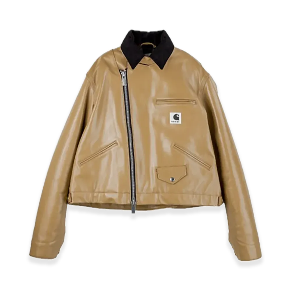 sacai x Carhartt WIP Women's Leather Jacket (ISETAN Shinjuku Exclusive) "Beige"