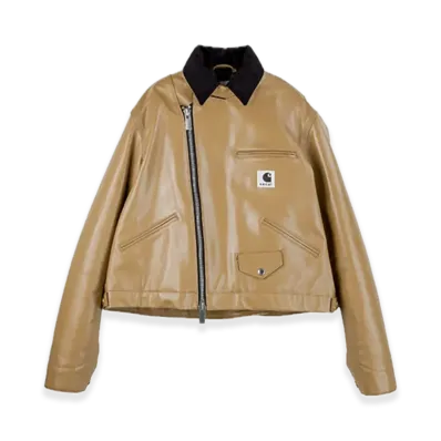 sacai x Carhartt WIP Women's Leather Jacket (ISETAN Shinjuku Exclusive) "Beige"