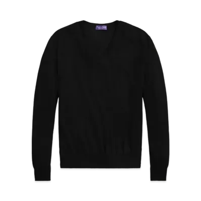 Ralph Lauren Purple Label Cashmere V-Neck Sweater "Black"