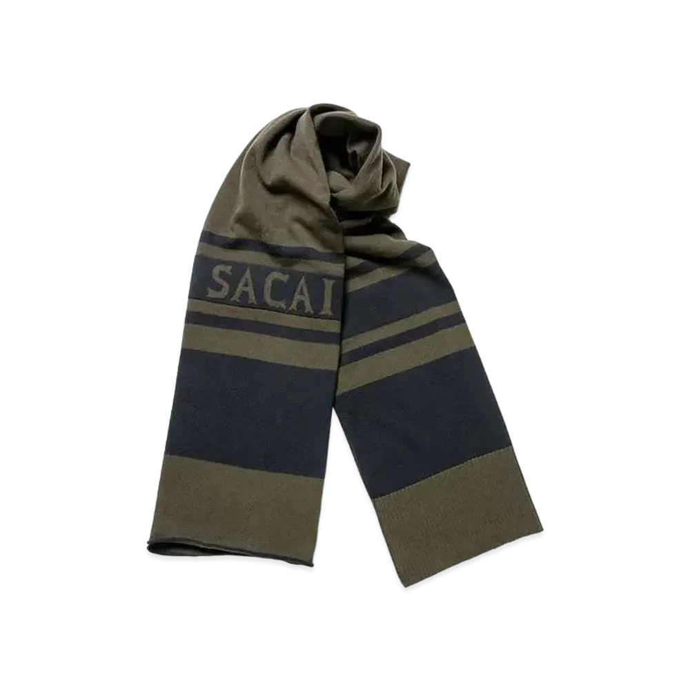 sacai Wool Cashmere Scarf "Khaki"