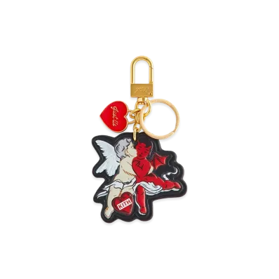 Kith Cupid And Devil Printed Leather Key Charm "Black"
