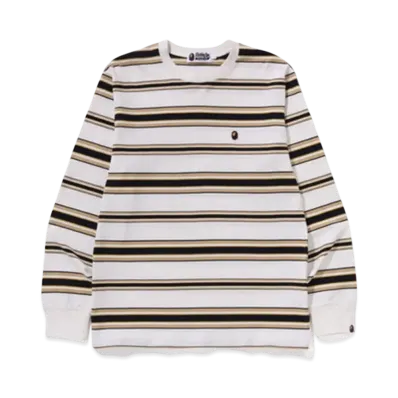 A BATHING APE One Point Stripe Ls Tee "White"