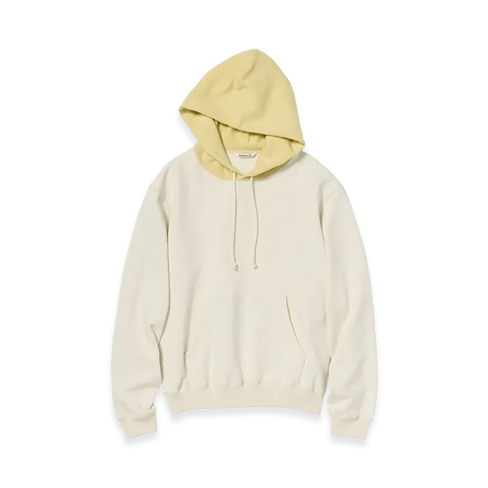 AURALEE Smooth Soft BD Sweat P/O Parka "Smoky White/Light Yellow"