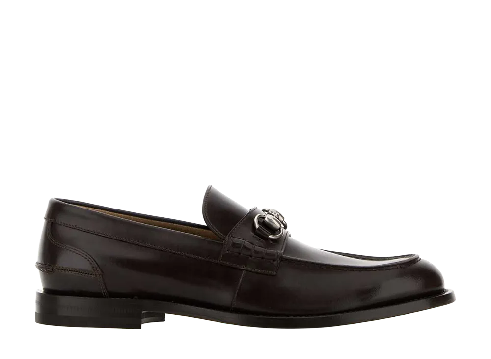 GUCCI Dark Brown Leather Loafers "Brown"