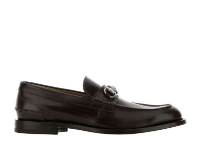 GUCCI Dark Brown Leather Loafers "Brown"
