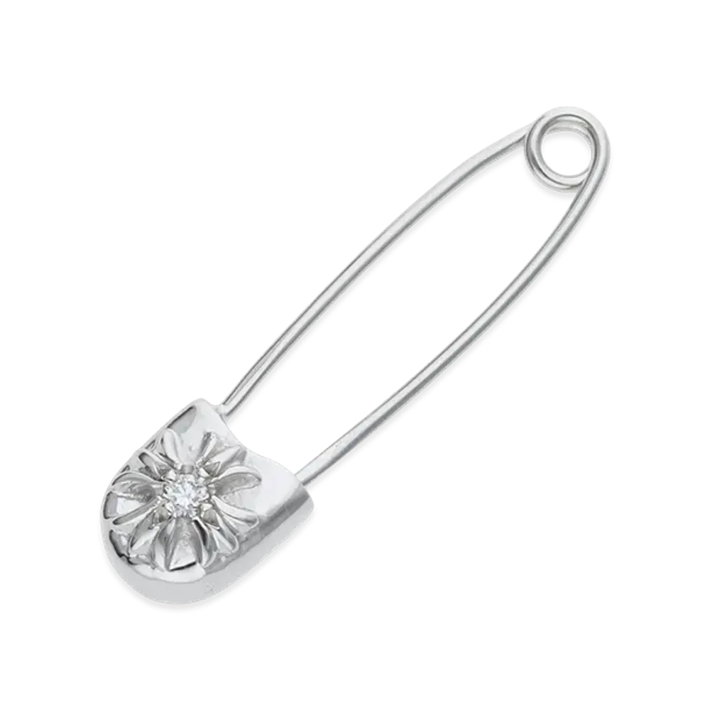 Chrome Hearts 18K Safety Pin 1DIA Small Safety Pin 1DIA "White Gold"