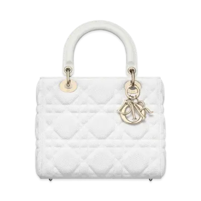 Dior Lady Dior Medium Bag Macrocarnage Technical Fabric "White"