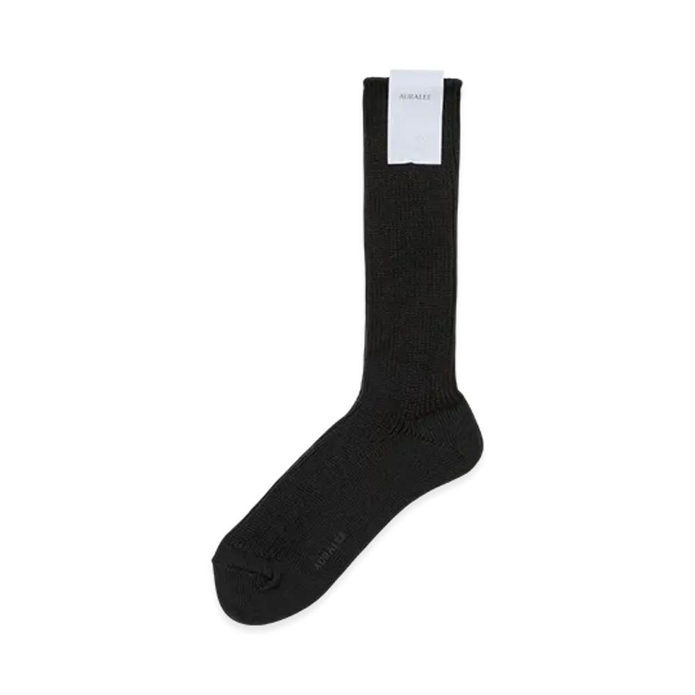 AURALEE Cotton Low Gauge Socks "Black"