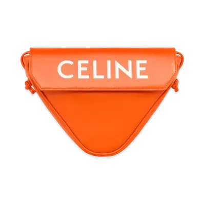CELINE Triangle Bag In Smooth Calfskin With Celine Print "Fluo Orange"