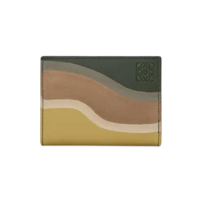 LOEWE Compact Landscape Wallet "Bottle Green/Ochre"
