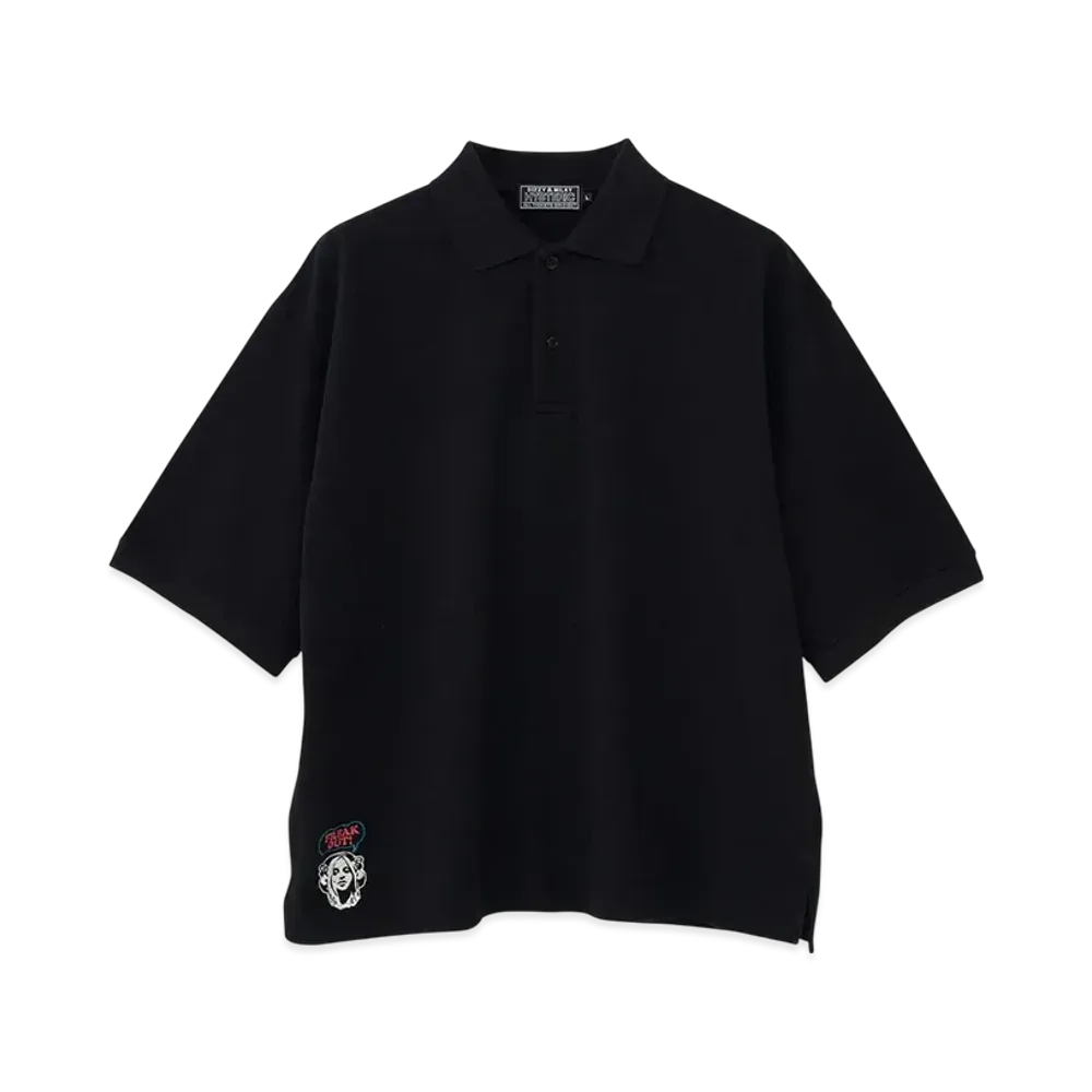HYSTERIC GLAMOUR Freak Out Embroidery Polo Shirt "Black"