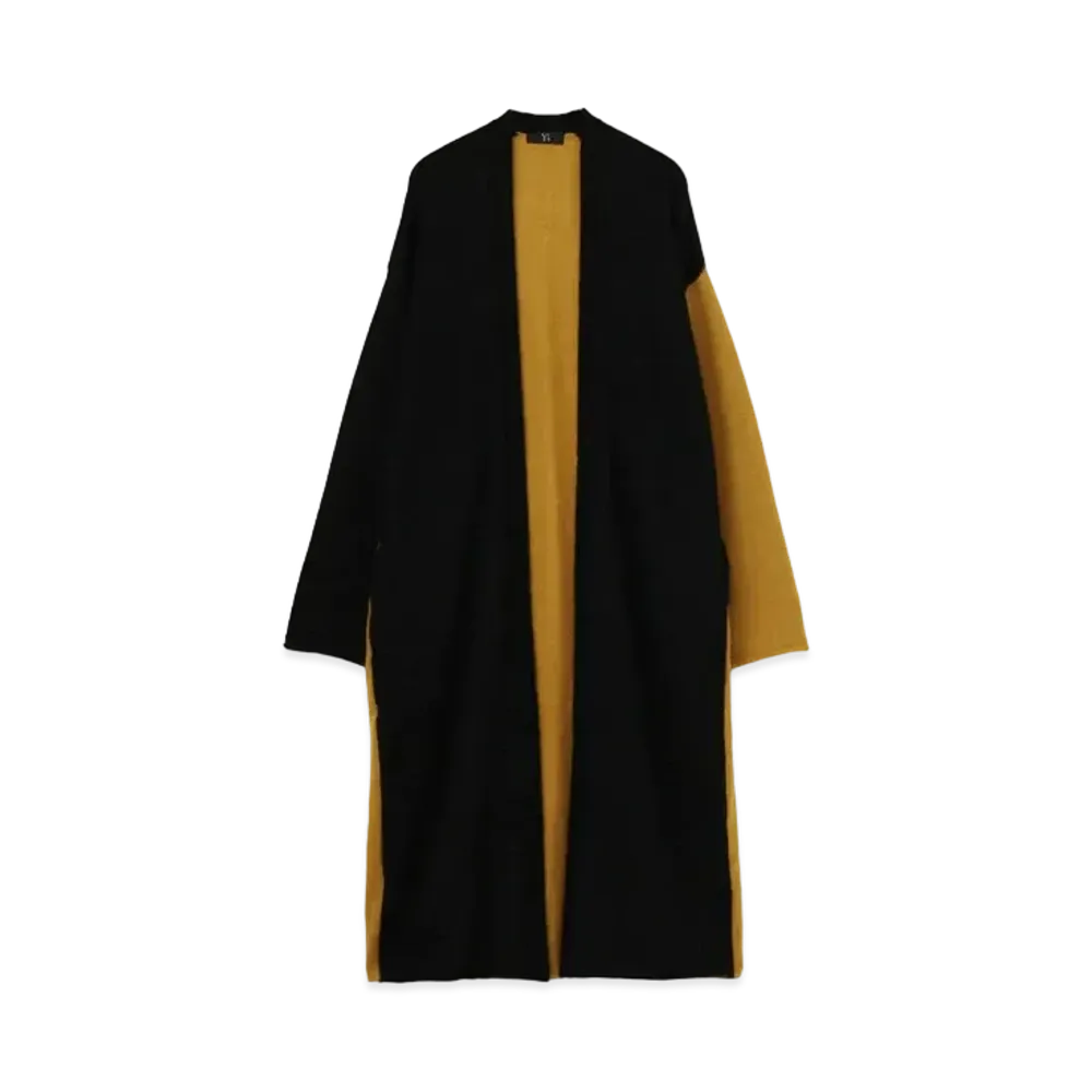 Yohji Yamamoto Y's WOOL MOHAIR PLAIN STITCH COLOR COMBI LONG CARDIGAN "Yellow"