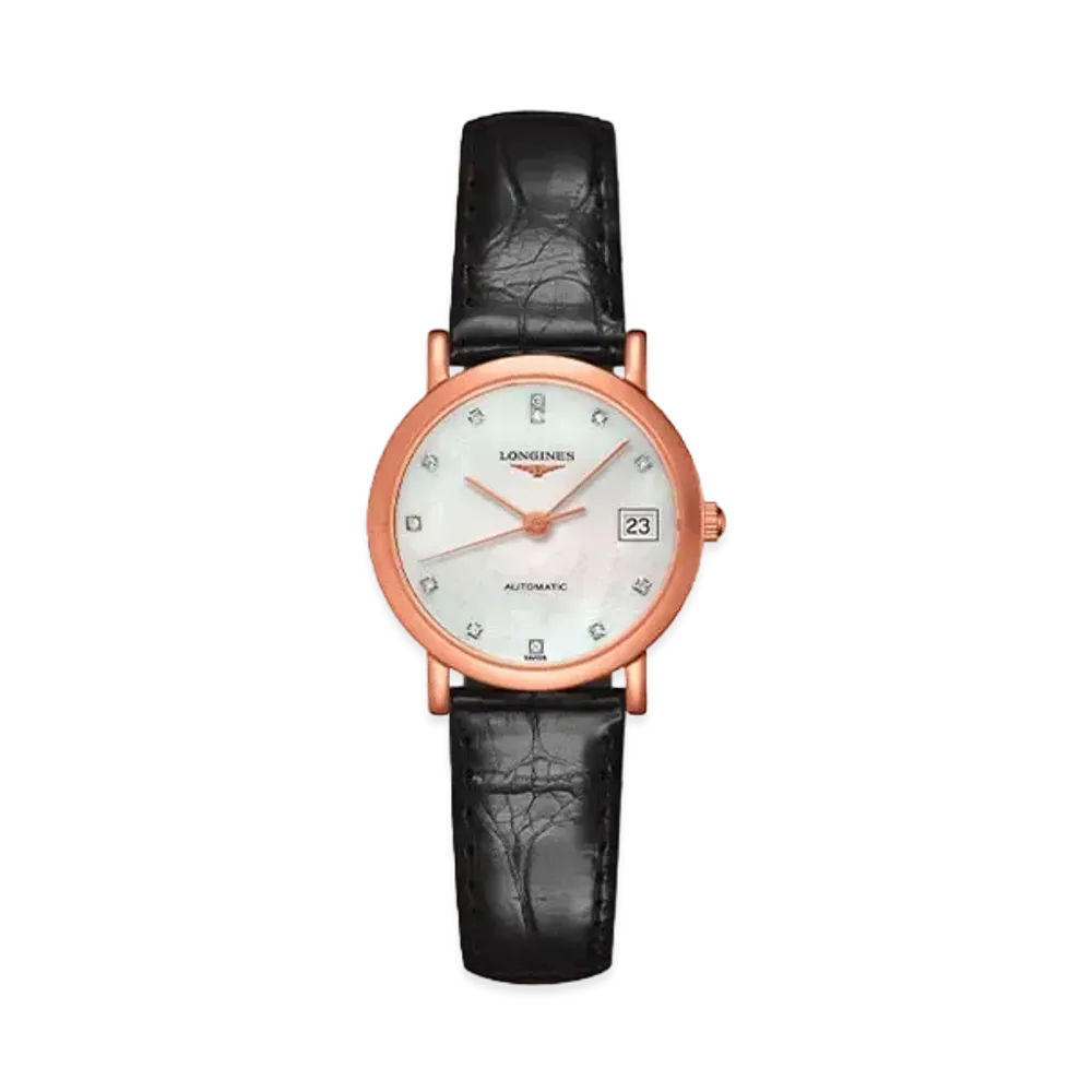 Longines Elegant Collection 27.20 mm "White Mother-of-Pearl/Pink Gold/Black" L4.378.8.87.0