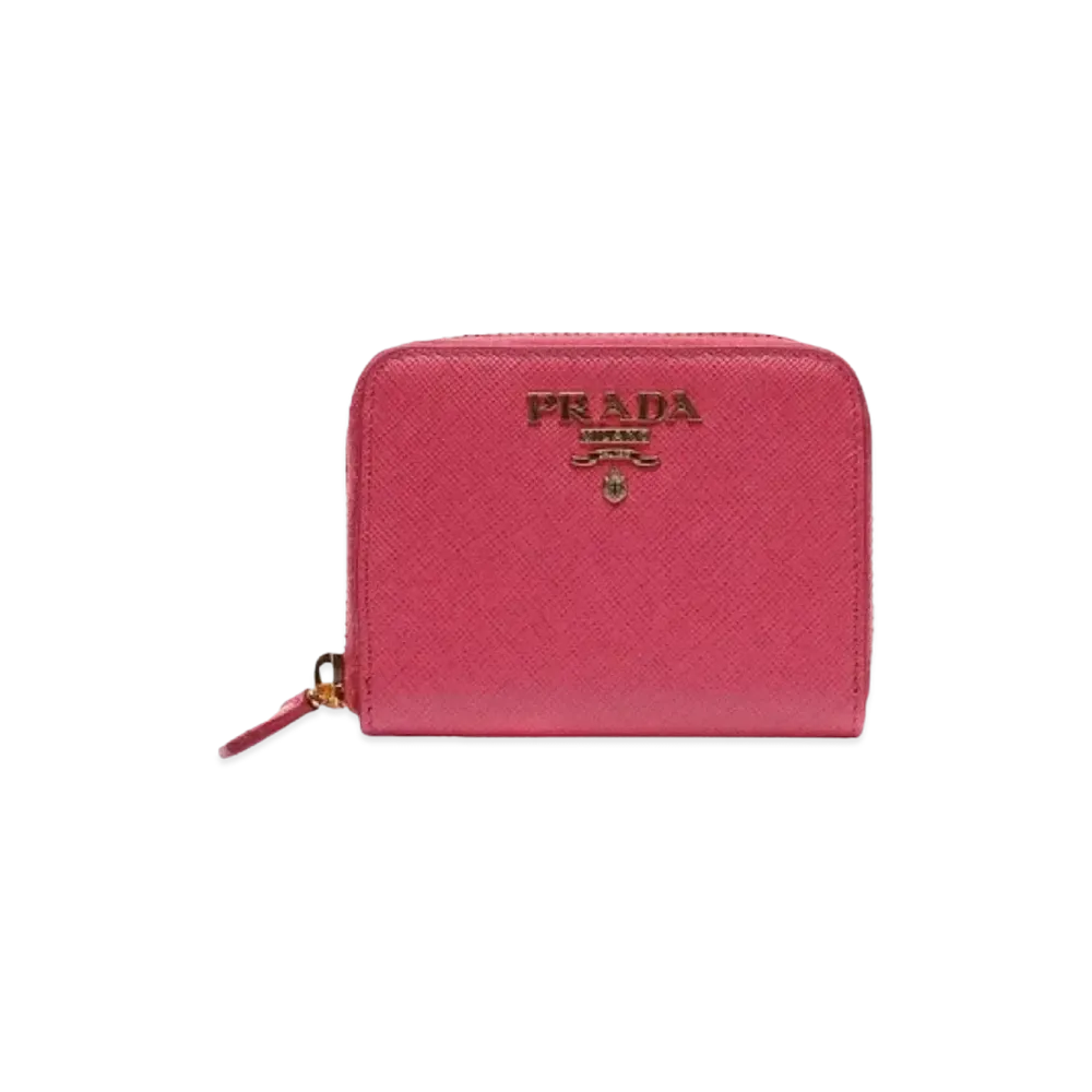 PRADA Saffiano Leather Coin Purse "Peony Pink"