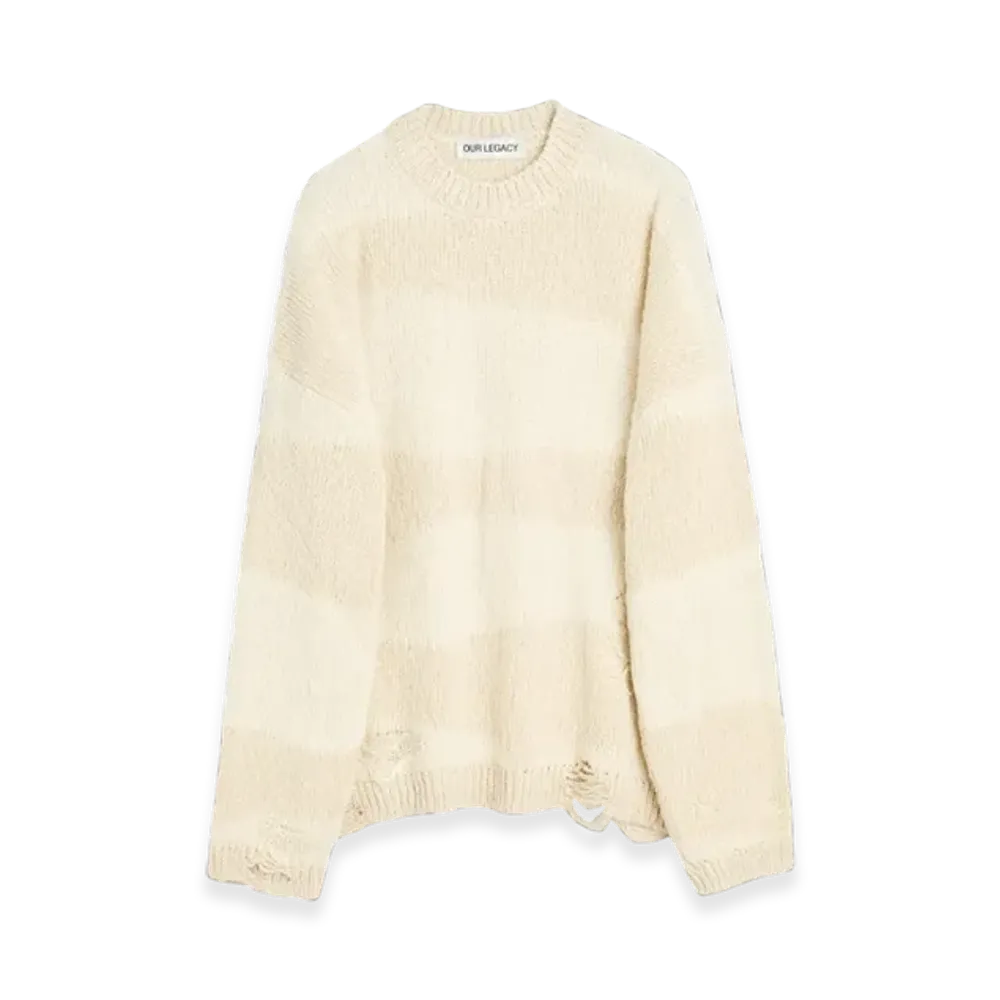 OUR LEGACY Women's Popover Roundneck "White Destructive Wave"