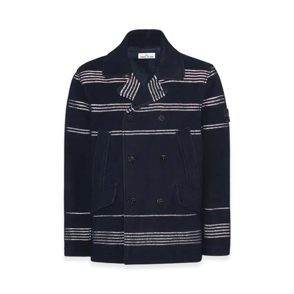 Stone Island 42952 Panno Militare + Righe Reflective Jacket - 22FW "Navy Blue"