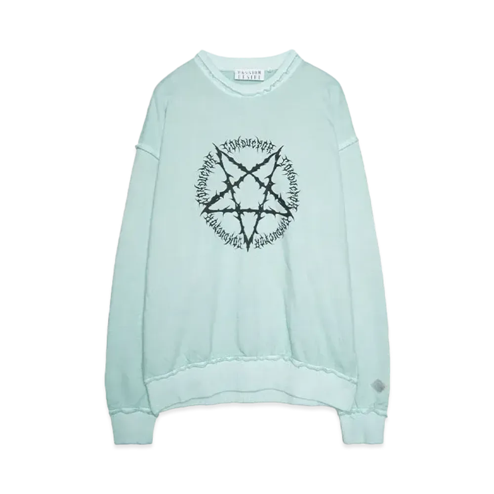 el conductorH PIGMENT DYE COTTON CREWNECK SWEATER 'PENTAGRAM "MINT"