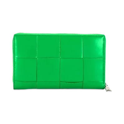 Bottega Veneta Casette Maxi Intrecciato Calfskin Bi-fold Zip Around Wallet "Prakeet"