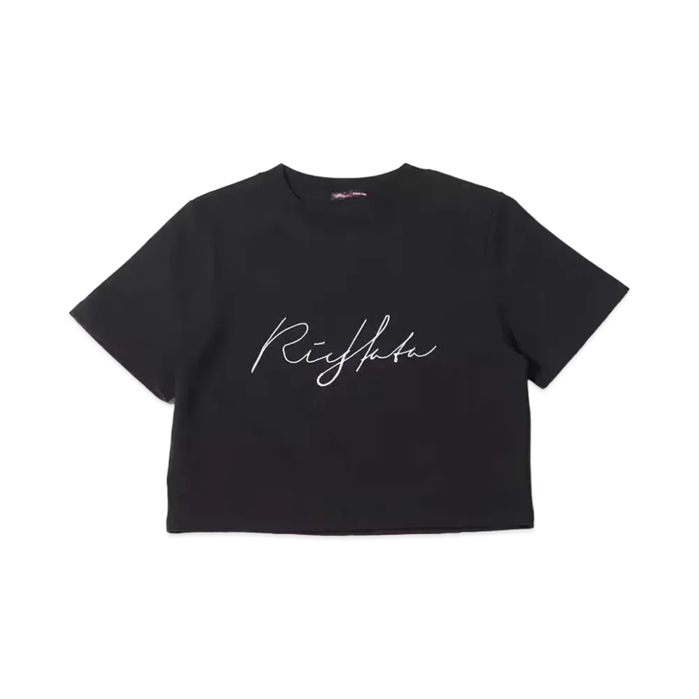 atmos pink x Riehata Logo Embroidery Cropped T-Shirt "Black"