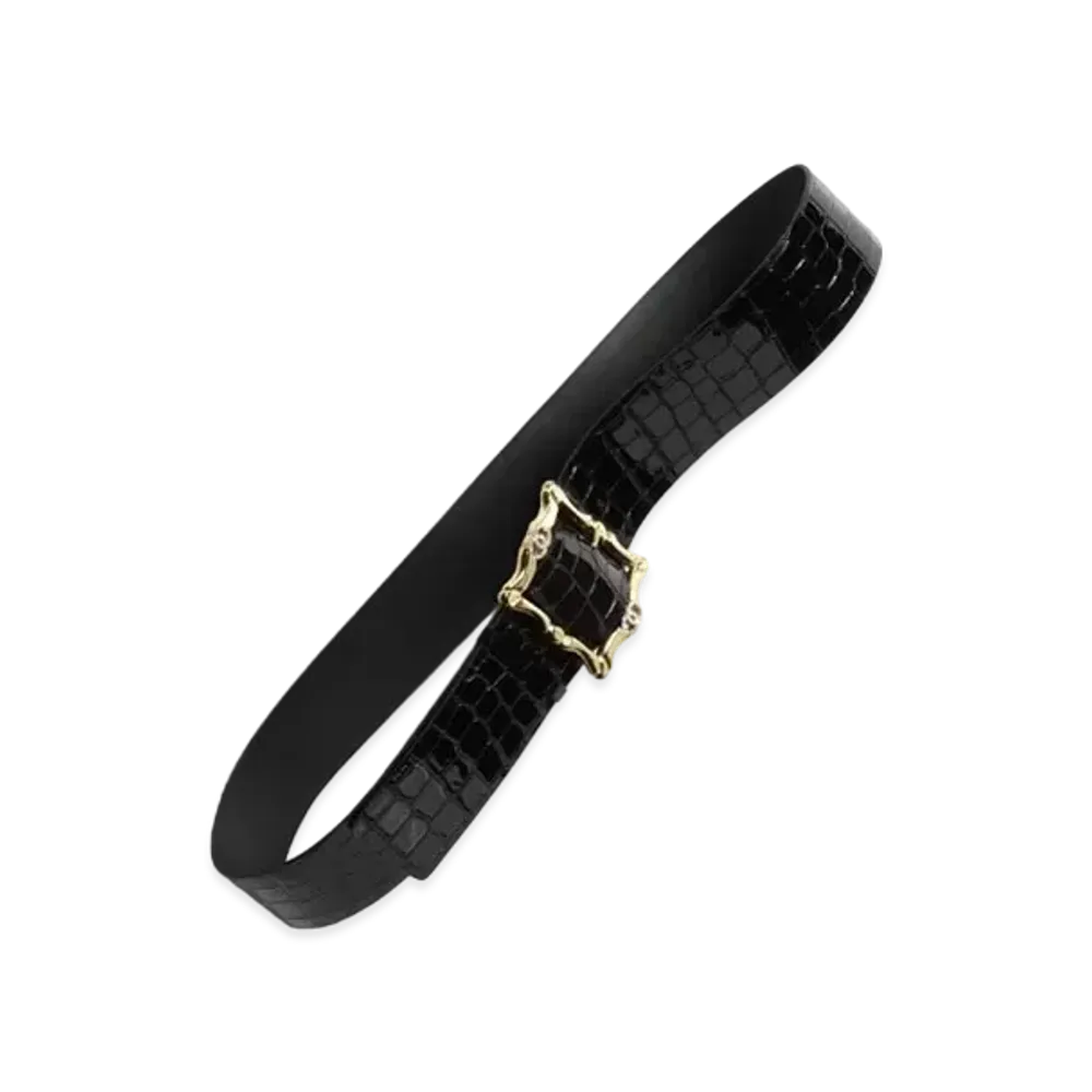 CHANEL Belt Calfskin, Metal & Strass "Black/Gold/Crystal"