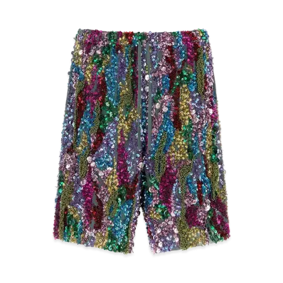 DRIES VAN NOTEN Embellished Crepe Piperi Bermuda Shorts "Multicolor"