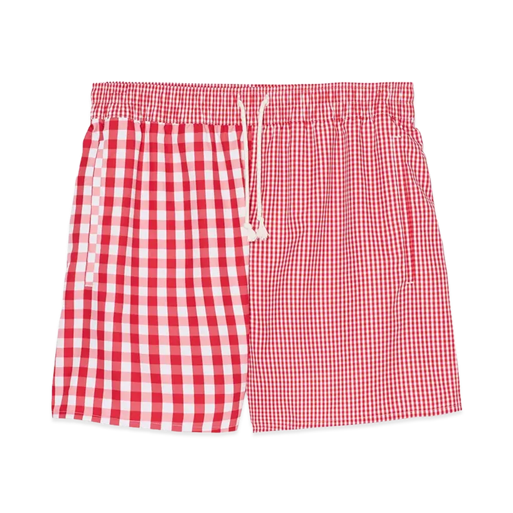 ZARA x Bad Bunny Benito Antonio Check Technical Trunks Swimwear "Red/White"