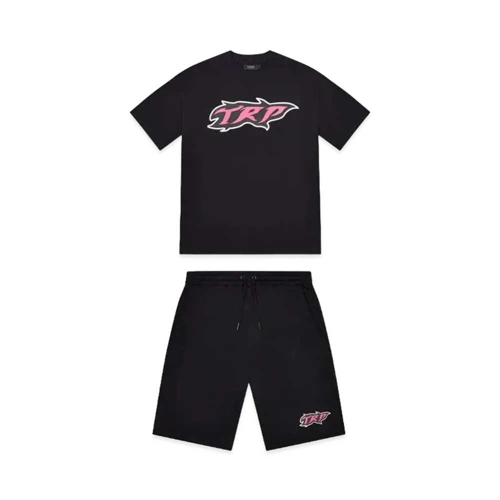 TRAPSTAR TRP Flame Short Set "Black/Pink"