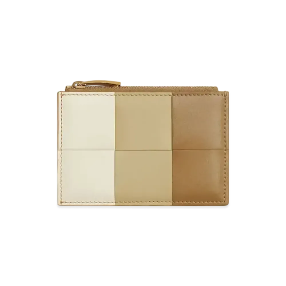 Bottega Veneta Cassette Zipped Card Case Japan Exclusive "Dark Praline/Light Butterscotch/Sea Salt"