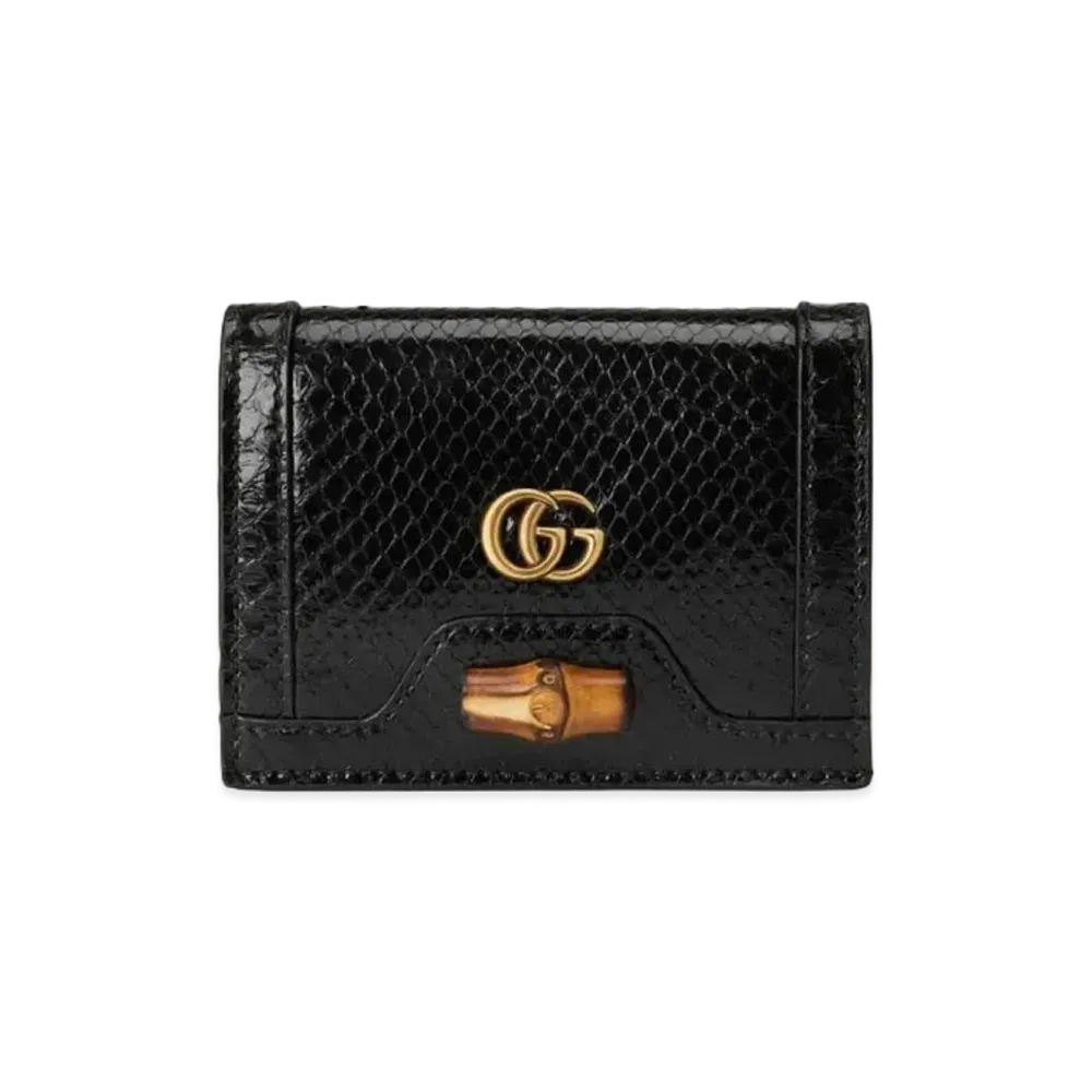 GUCCI Diana Python Card Case Wallet "Black"