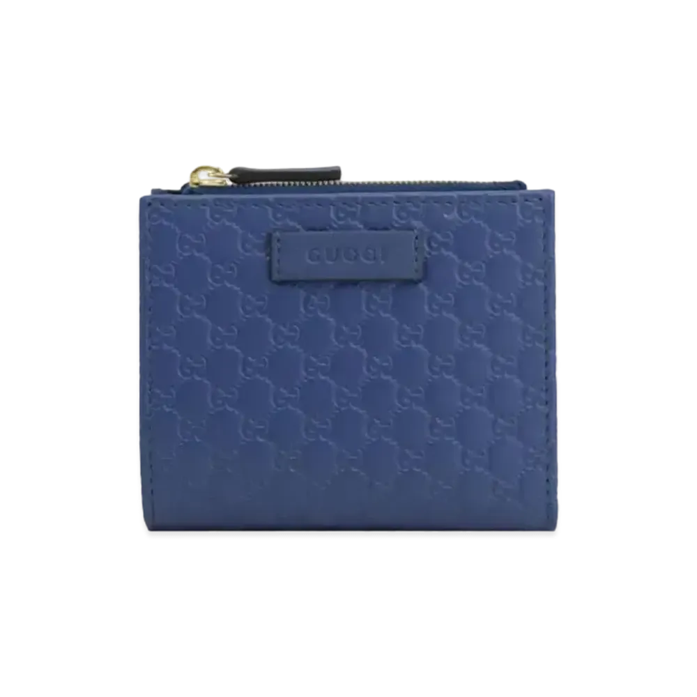 GUCCI Micro Guccissima Bi-fold Wallet "Blue"