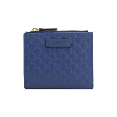 GUCCI Micro Guccissima Bi-fold Wallet "Blue"