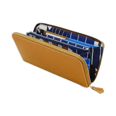 Hermes Azap Silk'In Long Veau Epsom/Silk "Gold/Blue Navy/Silver"