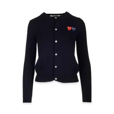 PLAY COMME des GARCONS Crewneck Wool Cardigan "Black"