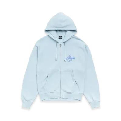 Stussy Surf Size Zip Hoodie "Sky Blue"