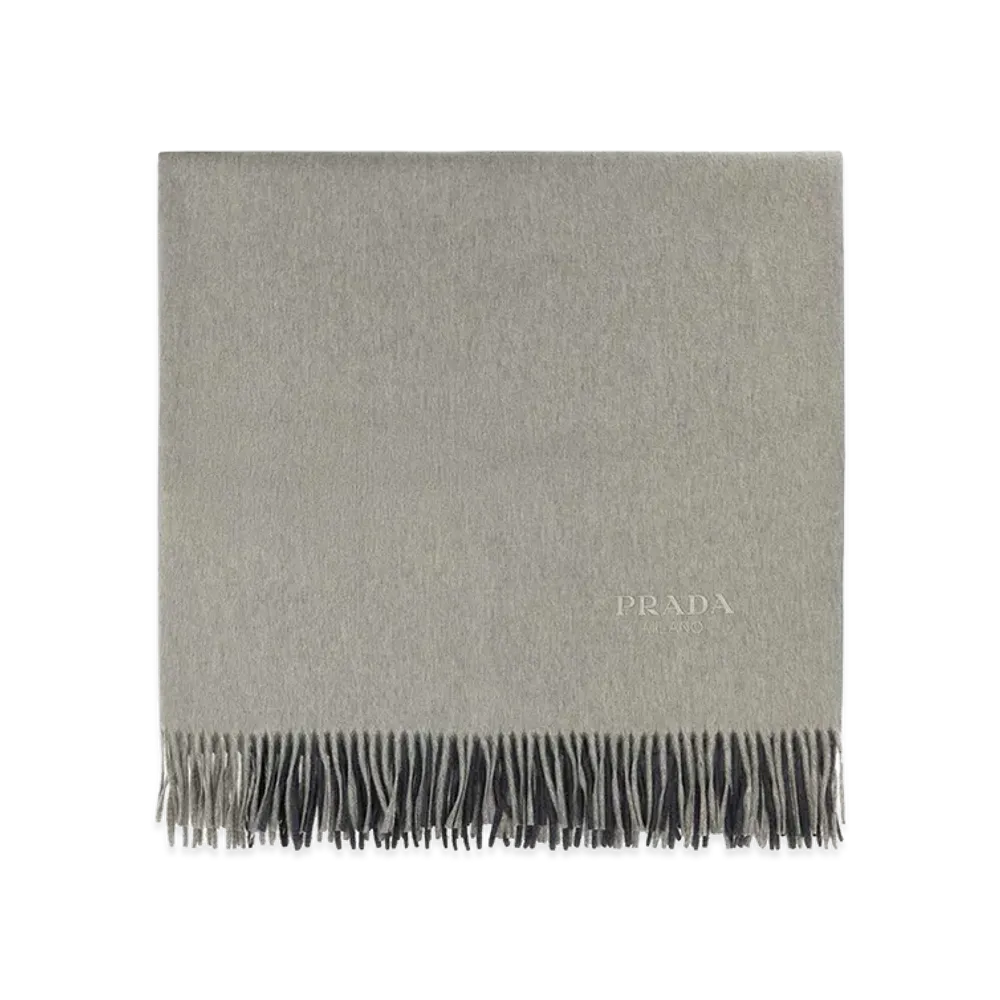 PRADA Two-Tone Cashmere Blend Blanket "Gray"