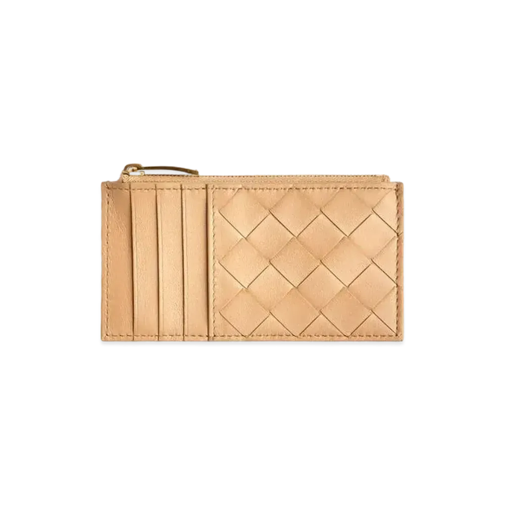 Bottega Veneta Zipped Card Holder "Almond"