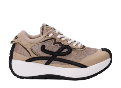 LOEWE Pogo Sneaker in Technical Knit and Suede "Beige/Black/White"