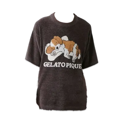 GELATO PIQUE Om Airy Moko Dog Jacquard Pullover "Dark Gray"