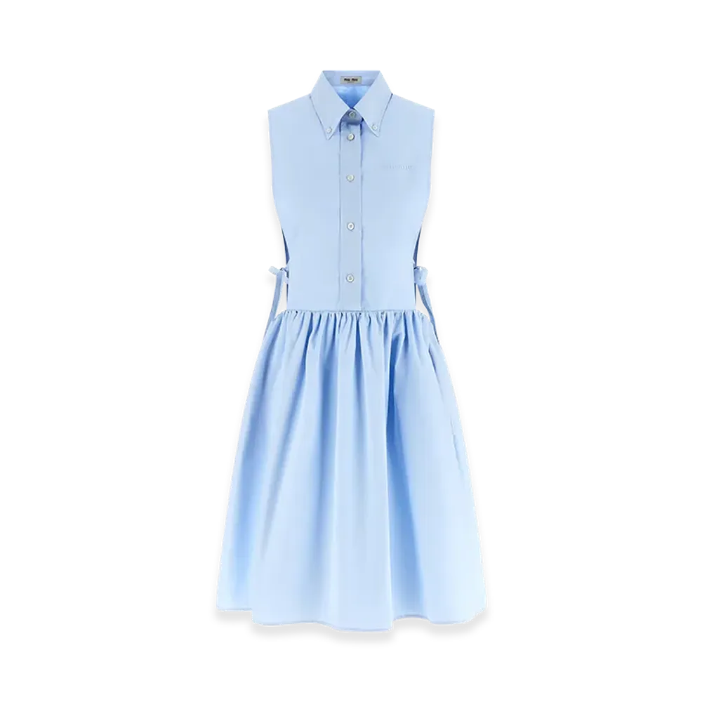 MIU MIU Women's Look 31 - Sleeveless Cotton Popline Dress "Lightblue"