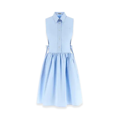 MIU MIU Women's Look 31 - Sleeveless Cotton Popline Dress "Lightblue"